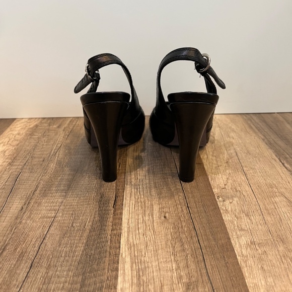 Donald J. Pliner 6M Vero Cuoio Vintage Open Toe Black Leather Heels - Picture 4 of 8